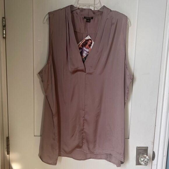 NWT IMAN Women's Dark Rose Satin  Sleeveless Blouse sz 3X - Picture 3 of 7